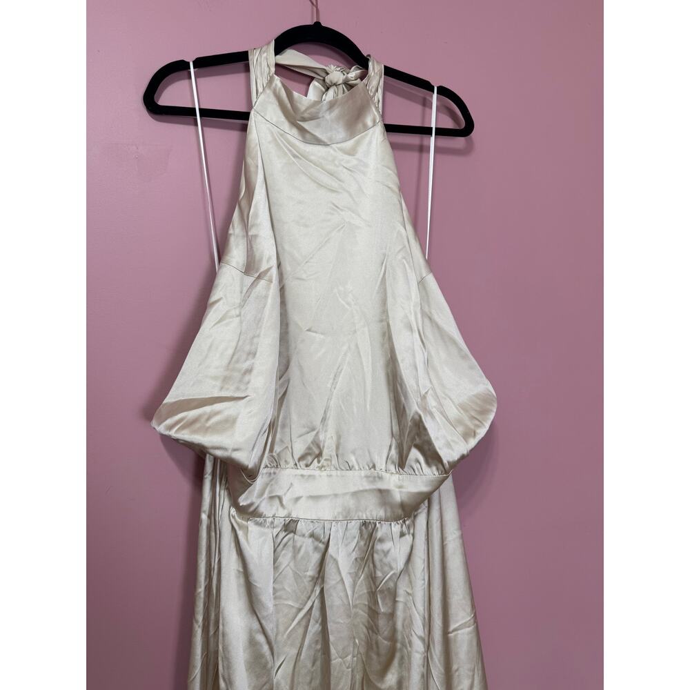 NEW NWT Reformation Alani SIlk High Neck Dress Ivory Size 24 - Picture 3 of 6